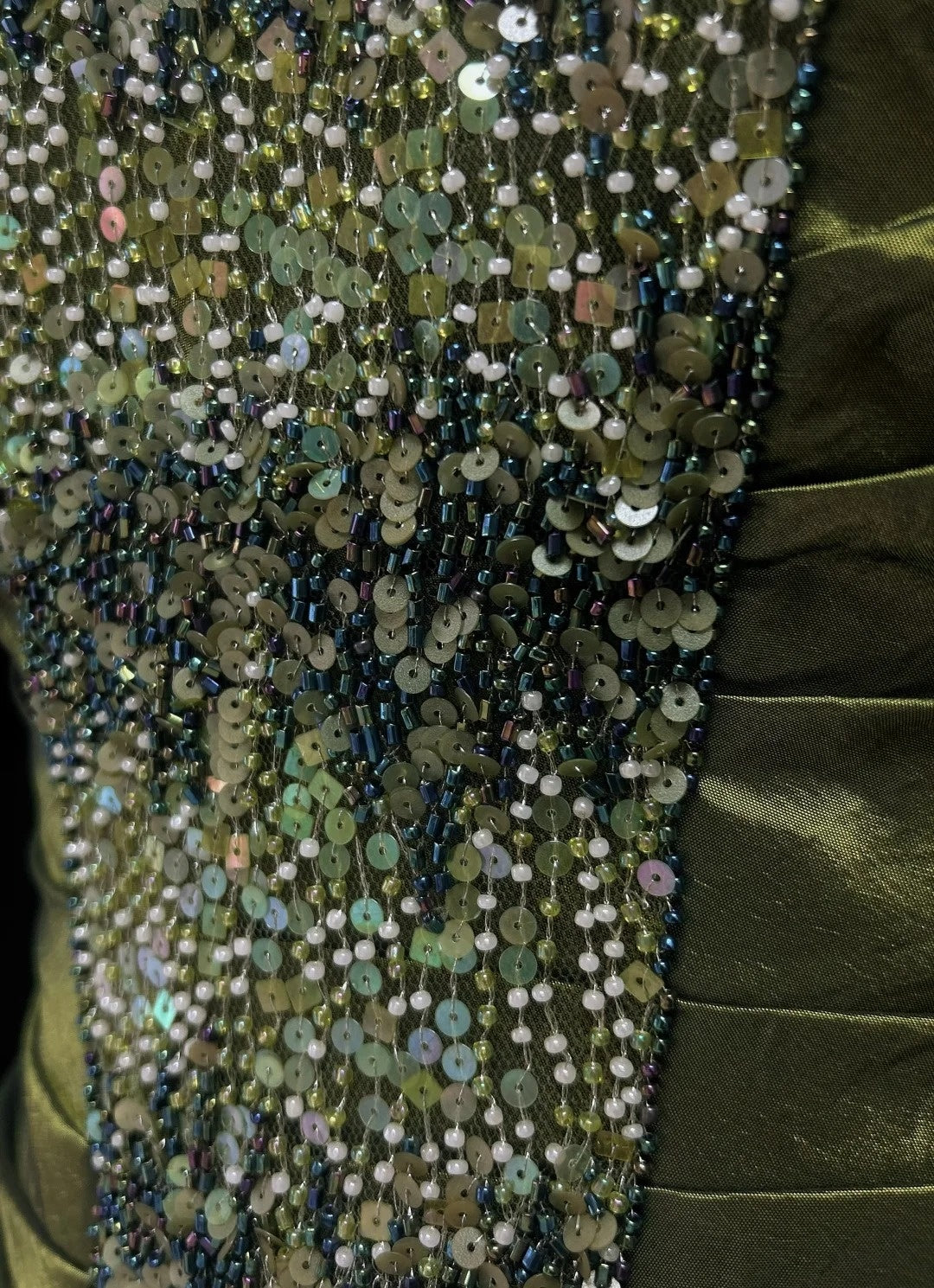 Retro Ballkleid Abschlussball Vintage Kleider Meerjungfrau Sweetheart Olivgrün mit Perlen Lang Festliches Kleid N2319