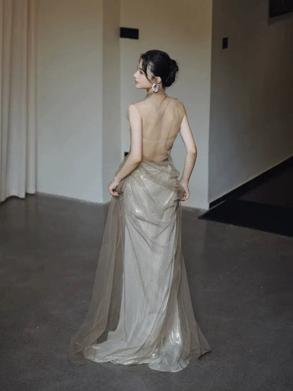Modest Sheath Strapless Sequin Long 18th Birthday Elegant Outfit Formal Prom Dresses N4108