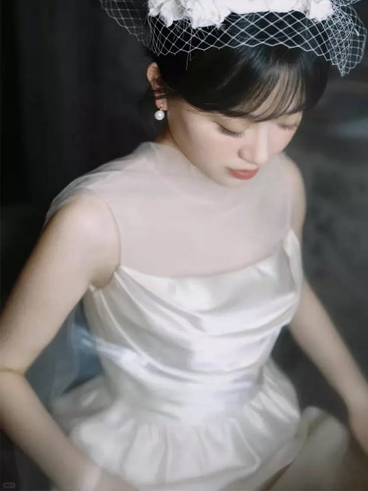 Simple Wedding Dresses Sheath Strapless Satin With Pockets Long Summer Garden Wedding Dress N4112