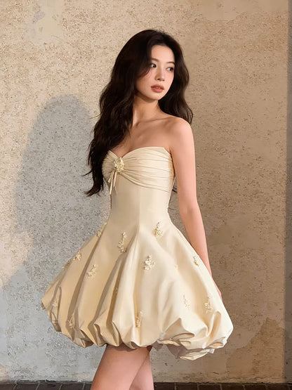 Sexy Ballkleid Sweetheart Gelb Satin Kurz Mini Partykleid Cocktail Homecoming Kleider N4094