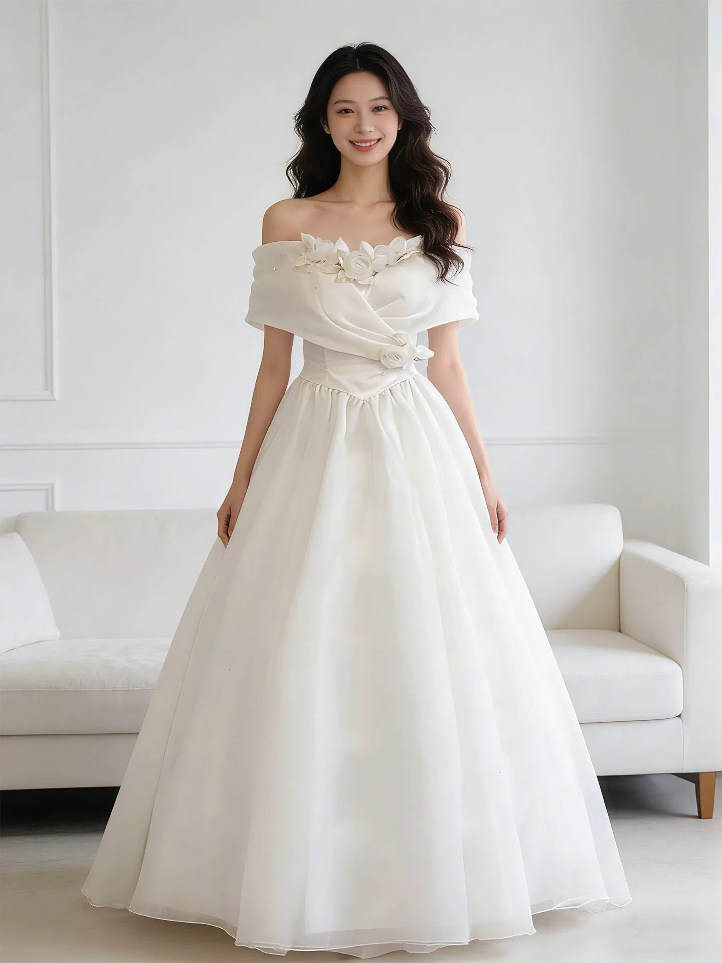 Vintage Wedding Dresses Ball Gowns Off The Shoulder With Flowers Summer Garden Wedding Dress N4102