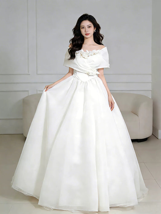 Vintage Wedding Dresses Ball Gowns Off The Shoulder With Flowers Summer Garden Wedding Dress N4102