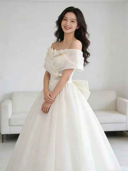Vintage Wedding Dresses Ball Gowns Off The Shoulder With Flowers Summer Garden Wedding Dress N4102