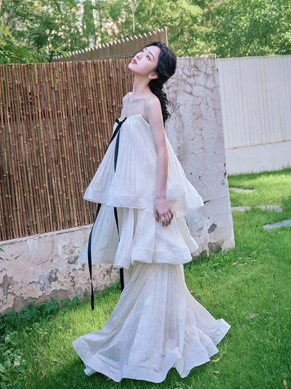 Princess Wedding Dresses A line Strapless Summer Garden Long Wedding Dress N4121