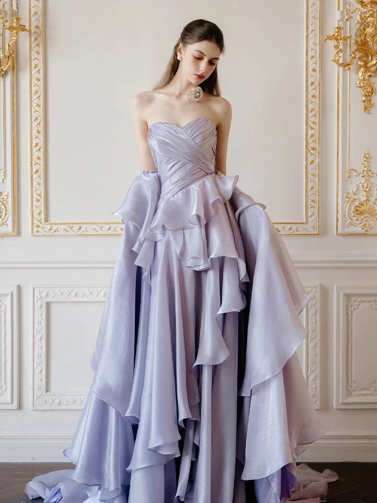 Mignonne robe de bal longue de forme trapèze, bustier en cœur, lilas, élégante, pour 18e anniversaire, formelle N4138