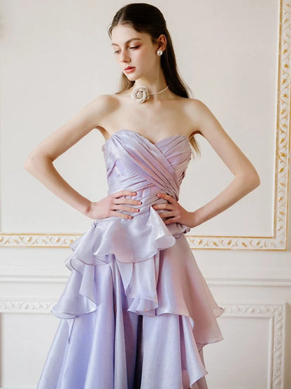 Mignonne robe de bal longue de forme trapèze, bustier en cœur, lilas, élégante, pour 18e anniversaire, formelle N4138