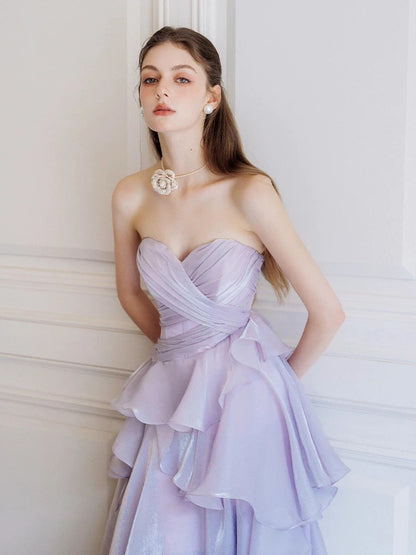 Mignonne robe de bal longue de forme trapèze, bustier en cœur, lilas, élégante, pour 18e anniversaire, formelle N4138