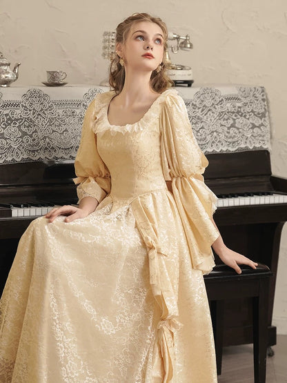 French Style Wedding Dresses A line Square Long Sleeves Lace Summer Wedding Dress N4263