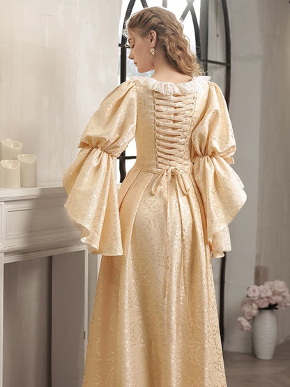 French Style Wedding Dresses A line Square Long Sleeves Lace Summer Wedding Dress N4263