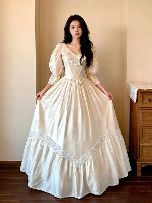 Timeless Wedding Dresses Ball Gowns V Neck Long Sleeves Lace Summer Wedding Dress N4275