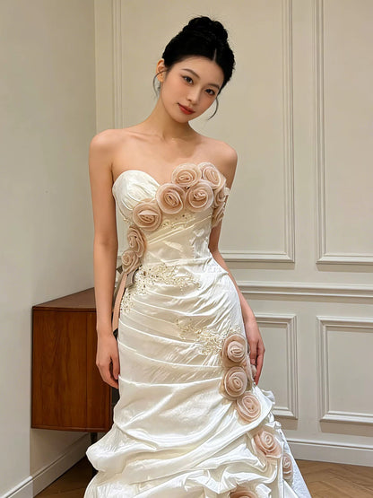 Vintage Wedding Dresses Mermaid Sweetheart With 3D Flowers Summer Garden Wedding Dress N4177
