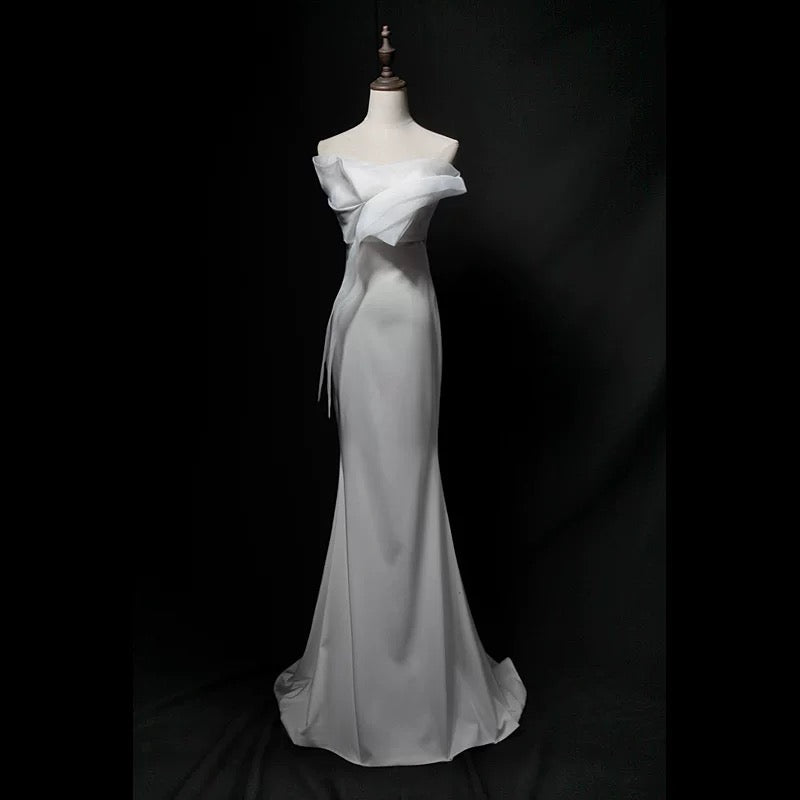 French Style Wedding Dresses Mermaid Sweetheart White Long Summer Garden Wedding Dress N4144