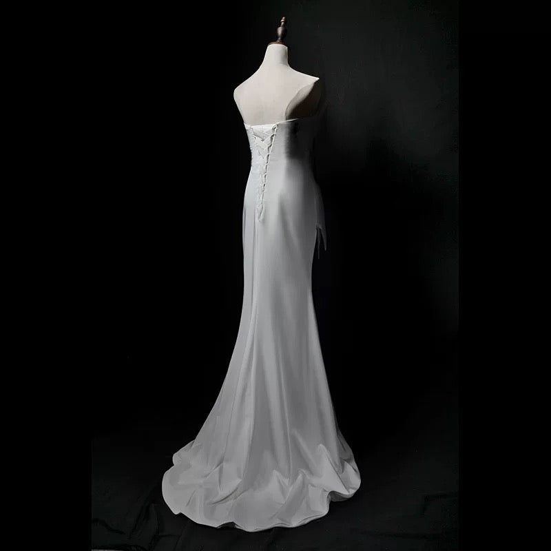 French Style Wedding Dresses Mermaid Sweetheart White Long Summer Garden Wedding Dress N4144