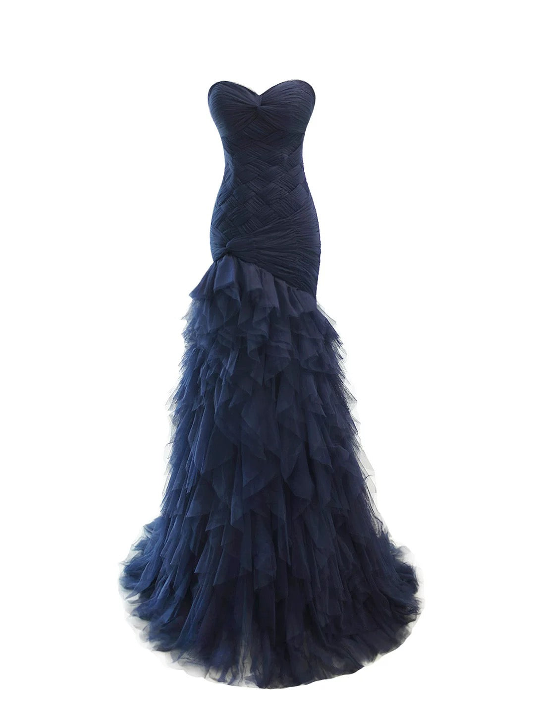 Élégante robe de bal longue sirène en tulle bleu marine pour le 18e anniversaire, tenue de soirée élégante N4149