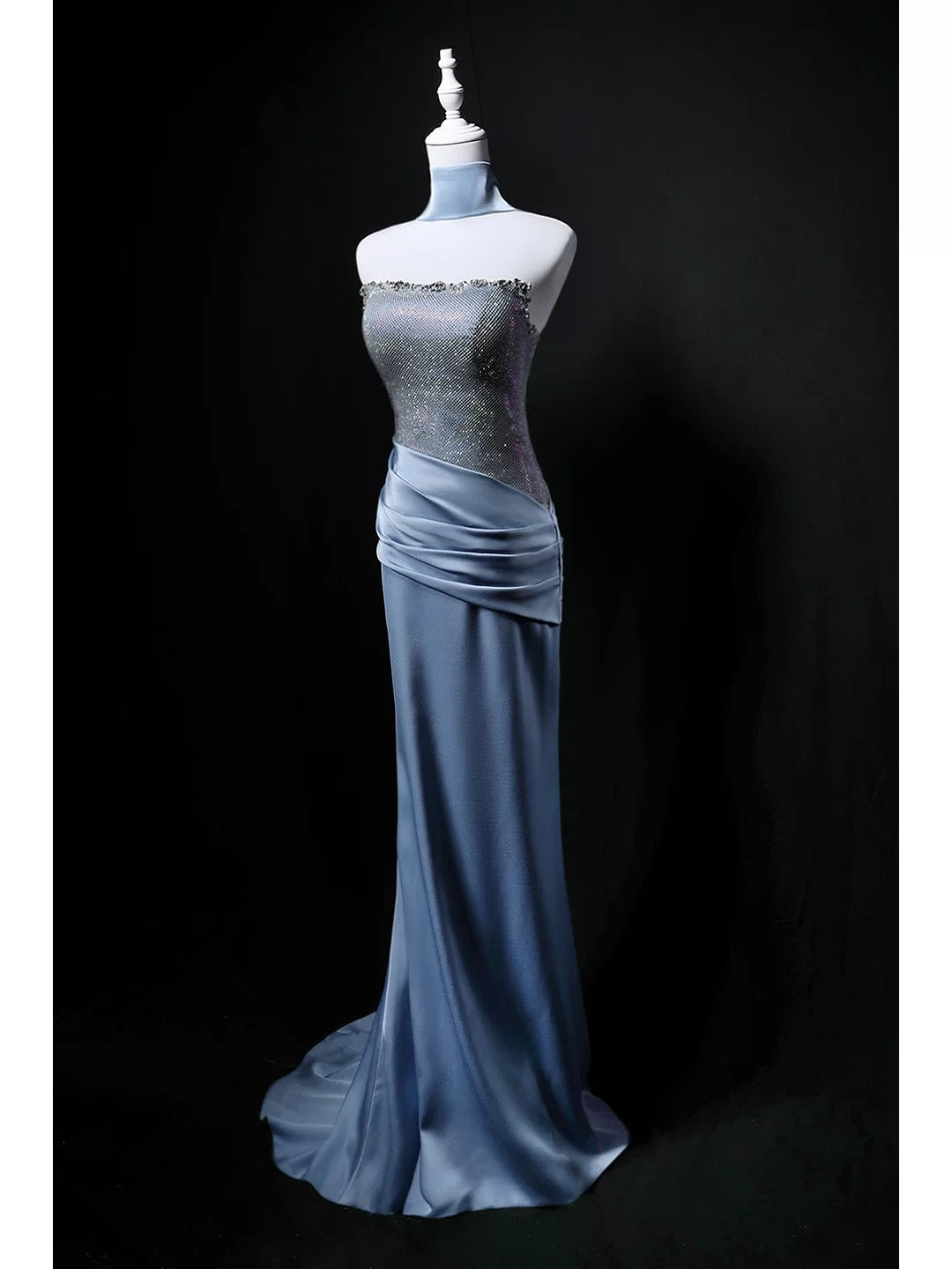 Elegant Mermaid Strapless Blue 18th Birthday Elegant Outfit Formal Long Prom Dresses N4155
