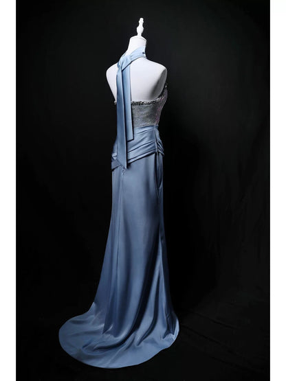 Elegant Mermaid Strapless Blue 18th Birthday Elegant Outfit Formal Long Prom Dresses N4155
