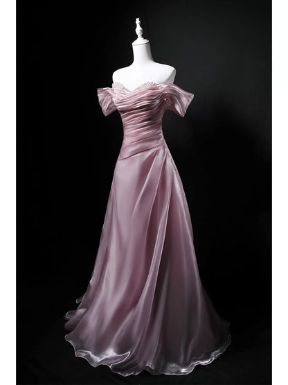 Glitzerndes Ballkleid schulterfrei Rosa Geburtstag mit Perlen Elegantes Outfit Formelle Ballkleider N4157