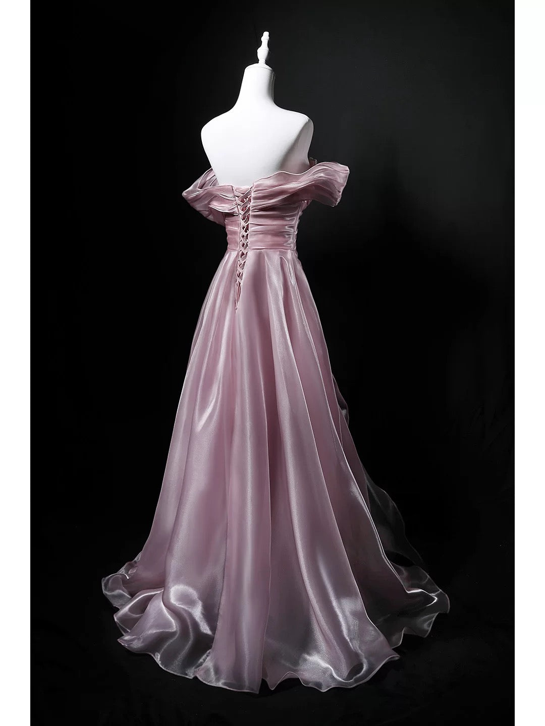 Glitzerndes Ballkleid schulterfrei Rosa Geburtstag mit Perlen Elegantes Outfit Formelle Ballkleider N4157