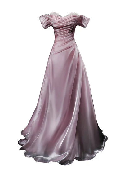 Glitzerndes Ballkleid schulterfrei Rosa Geburtstag mit Perlen Elegantes Outfit Formelle Ballkleider N4157