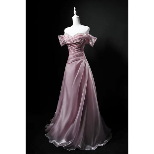 Sparkly Ball Gown Off The Shoulder Pink Birthday With Beaded Elegant Outfit Formal Prom Dresses N4157