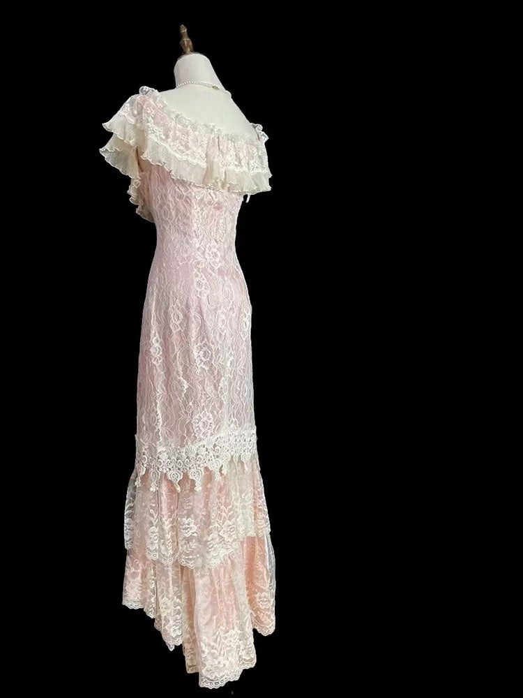 Vintage Sheath V Neck With Cap Sleeves Lace Summer Bridal Gown White Pink Wedding Dresses RB3717