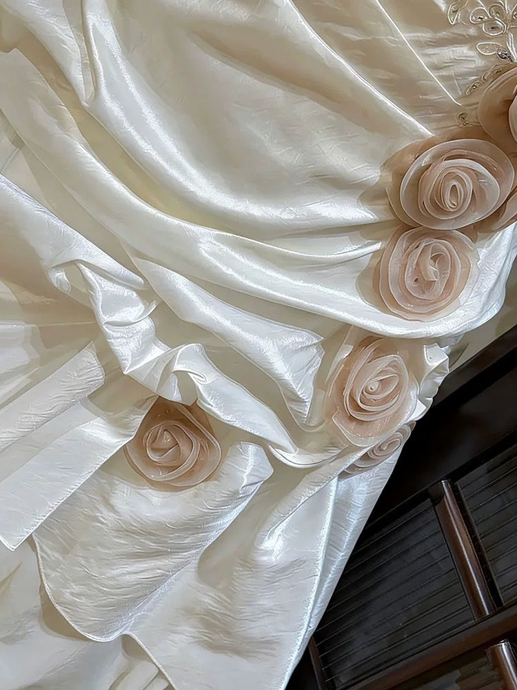 Vintage Wedding Dresses Mermaid Sweetheart With 3D Flowers Summer Garden Wedding Dress N4177