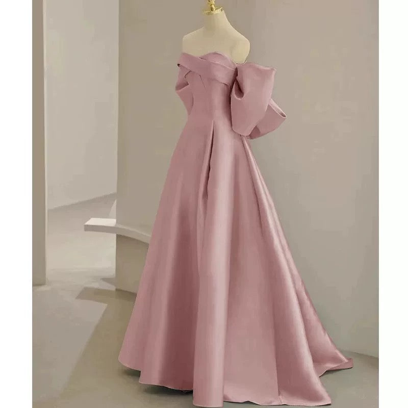 Elegant Prom Dresses A Line Sweetheart Pink Satin Corset Fitted Evening Long Formal Party Outfits RB3734