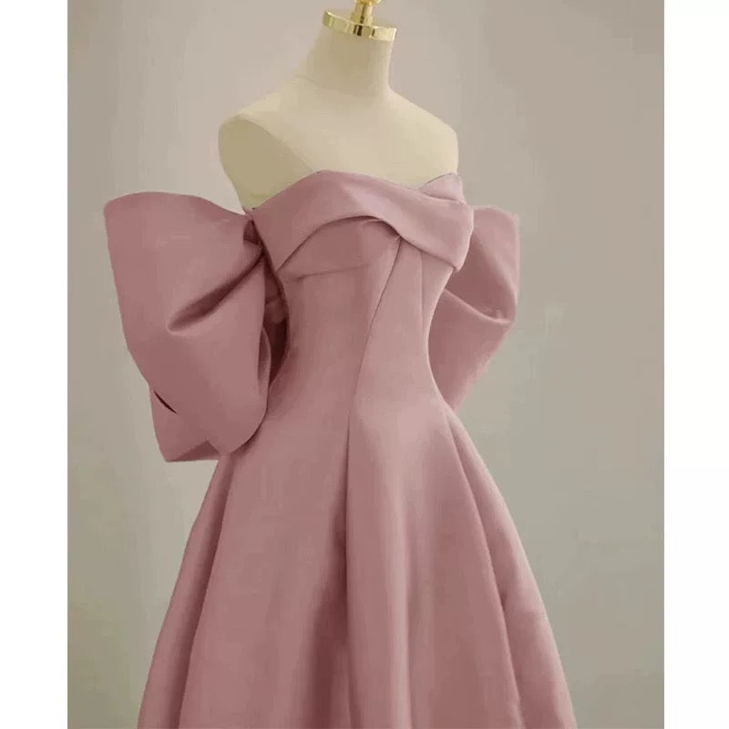 Elegant Prom Dresses A Line Sweetheart Pink Satin Corset Fitted Evening Long Formal Party Outfits RB3734
