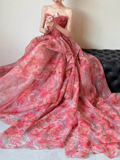 Sweet Prom Dress Ball Gown Sweetheart Pink With 3D Flowers Long Quinceanera Dresses Sweet 16 Dress Formal Outfits RB5259