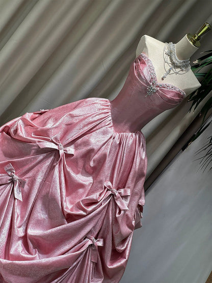 Cute Prom Dress Ball Gown Sweetheart Pink With Beads Floor Length Quinceanera Dresses Evening Formal Outfits RB5195
