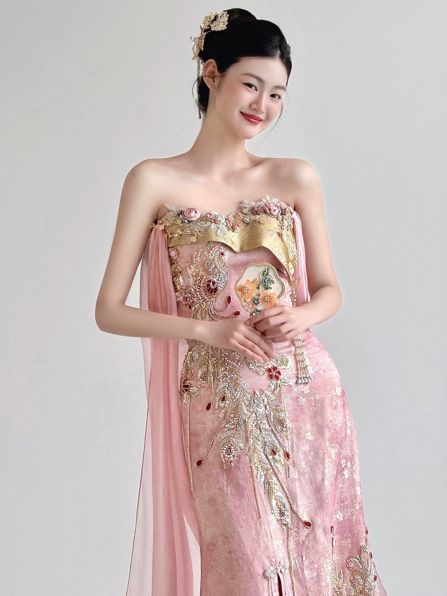 Classy Women's Mermaid Sweetheart Pink Satin Slit Maxi Dress Date Night Outfits Semi Formal Prom Dresses RB5202