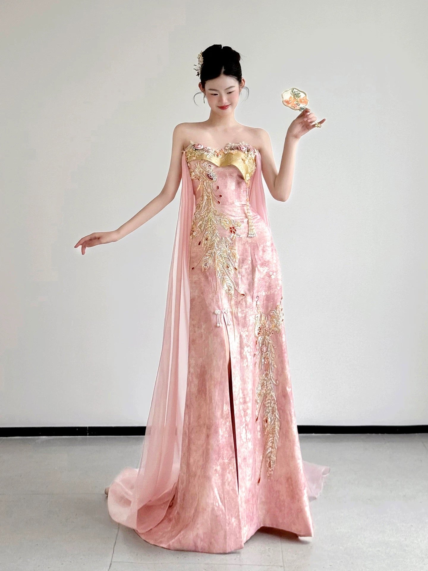Classy Women's Mermaid Sweetheart Pink Satin Slit Maxi Dress Date Night Outfits Semi Formal Prom Dresses RB5202