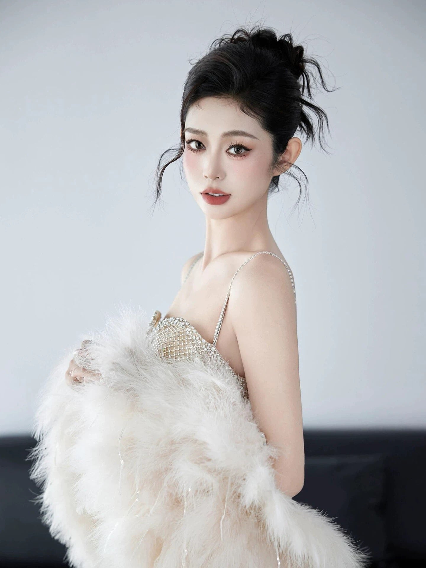 Glittery Mermaid Spaghetti Strap Champagne Sequin Evening Long Formal Party Outfits RB3743