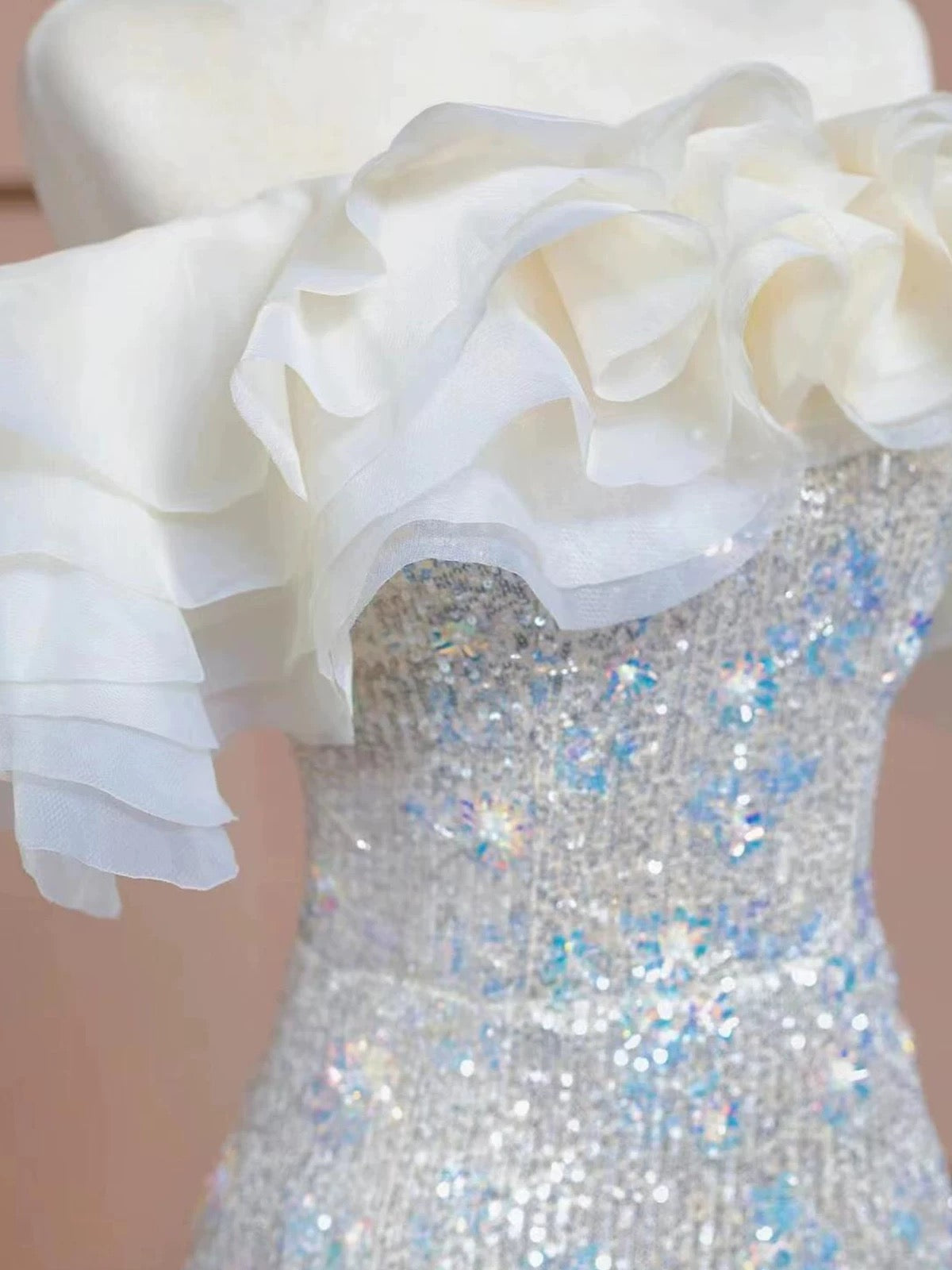 Elegant Prom Dresses Mermaid Off The Shoulder White Sequin Corset Fitted Evening Long Formal Party Outfits RB3728