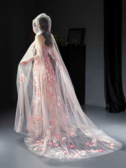 Robes de bal longues en tulle rose à fleurs, sirène glamour, robes de soirée semi-formelles RB3754