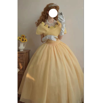 Niedliches Ballkleid, schulterfrei, gelb, für Sweet 16, Quinceanera-Kleid, lang, 15 Vestidos De Fiesta N2026
