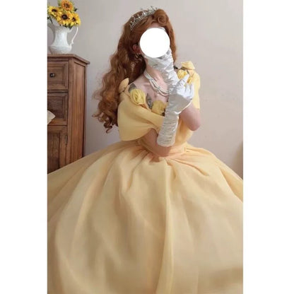 Niedliches Ballkleid, schulterfrei, gelb, für Sweet 16, Quinceanera-Kleid, lang, 15 Vestidos De Fiesta N2026