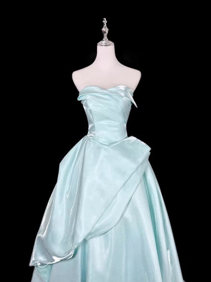 Cute Ball Gown Off The Shoulder Light Sky Blue Long Party Gowns Prom Dresses N2028