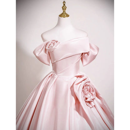 Robe de bal mignonne, épaules dénudées, en satin rose, pour 16 ans, robe de quinceanera longue, 15 vestidos de fiesta N2030