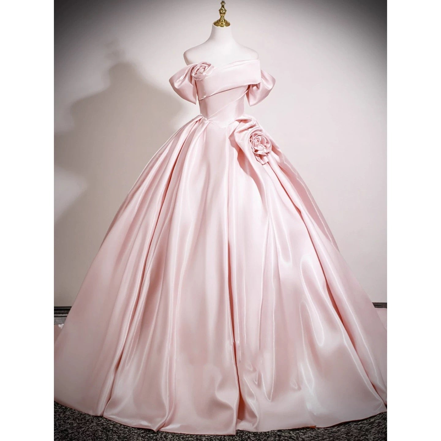 Robe de bal mignonne, épaules dénudées, en satin rose, pour 16 ans, robe de quinceanera longue, 15 vestidos de fiesta N2030