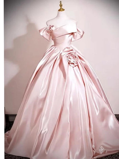 Robe de bal mignonne, épaules dénudées, en satin rose, pour 16 ans, robe de quinceanera longue, 15 vestidos de fiesta N2030