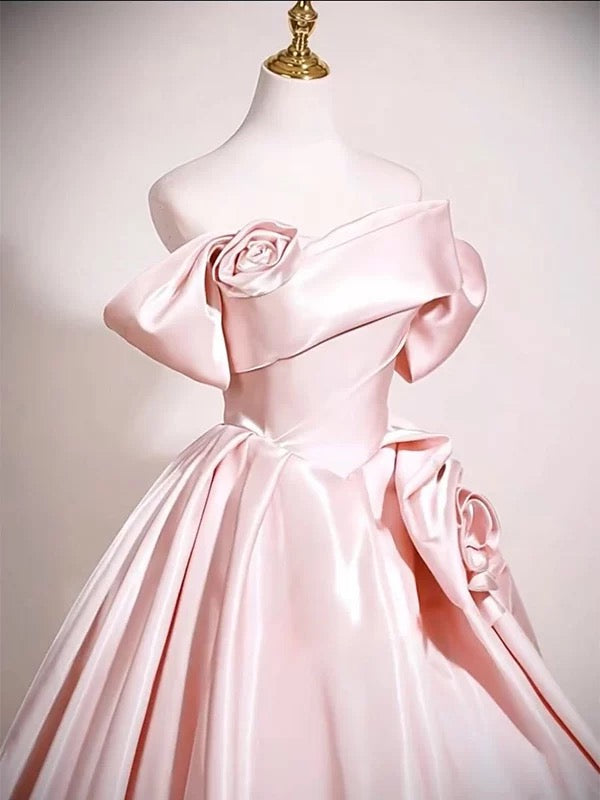 Robe de bal mignonne, épaules dénudées, en satin rose, pour 16 ans, robe de quinceanera longue, 15 vestidos de fiesta N2030