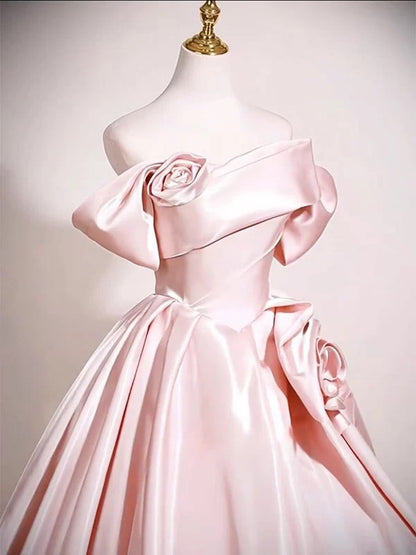 Robe de bal mignonne, épaules dénudées, en satin rose, pour 16 ans, robe de quinceanera longue, 15 vestidos de fiesta N2030
