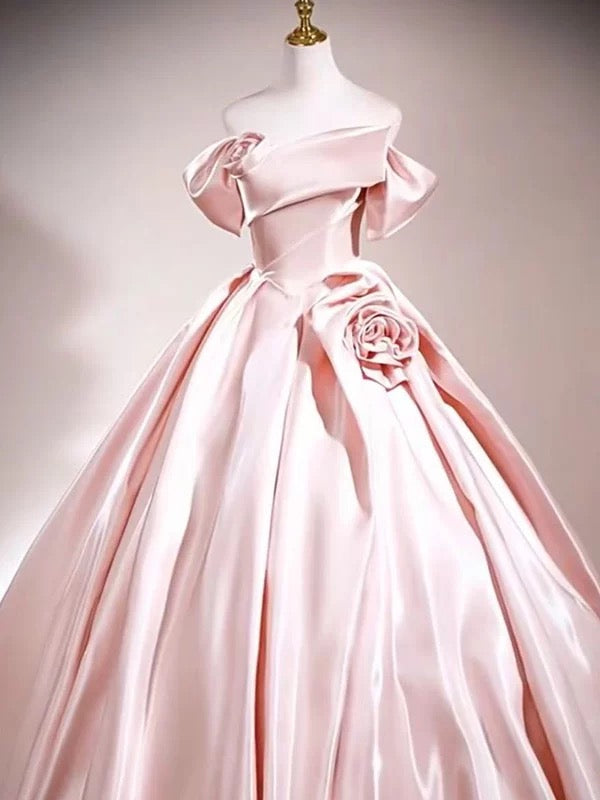 Robe de bal mignonne, épaules dénudées, en satin rose, pour 16 ans, robe de quinceanera longue, 15 vestidos de fiesta N2030