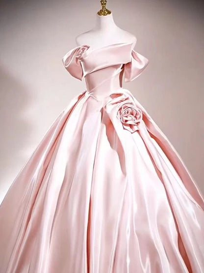 Robe de bal mignonne, épaules dénudées, en satin rose, pour 16 ans, robe de quinceanera longue, 15 vestidos de fiesta N2030