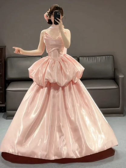 Cute Ball Gown Sweetheart Pink Long Party Gowns Prom Dresses N2040