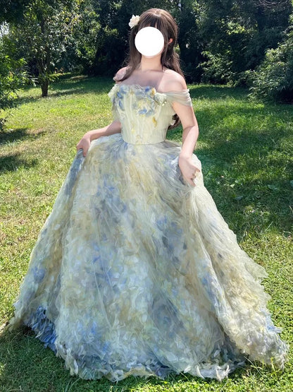 Niedliches Ballkleid, schulterfrei, grüner Tüll, Sweet 16 Kleider, Quinceañera Kleid, lang, 15 Vestidos De Fiesta N1809