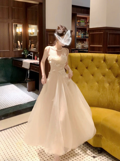 Bescheidener französischer Stil, A-Linie, Spaghettiträger, Tüll, modische lange formelle Outfits für Damen, Ballkleider N2075