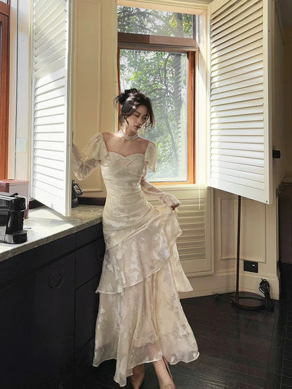 Simple Mermaid Off The Shoulder White Lace Inspiration Long Sleeves Wedding Party Guest Dresses N2079