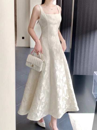 Bescheidener französischer Stil A-Linie, eckiger Ausschnitt, Spitze, modische lange formelle Damen-Outfits, Abschlussballkleider N2087